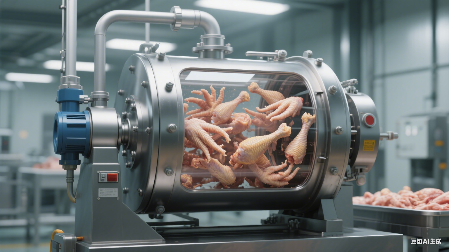 无骨鸡爪(凤爪)使用液压真空滚揉机,应该怎样操作?(1) 无骨鸡爪(凤爪)使用液压真空滚揉机,应该怎样操作?(1)