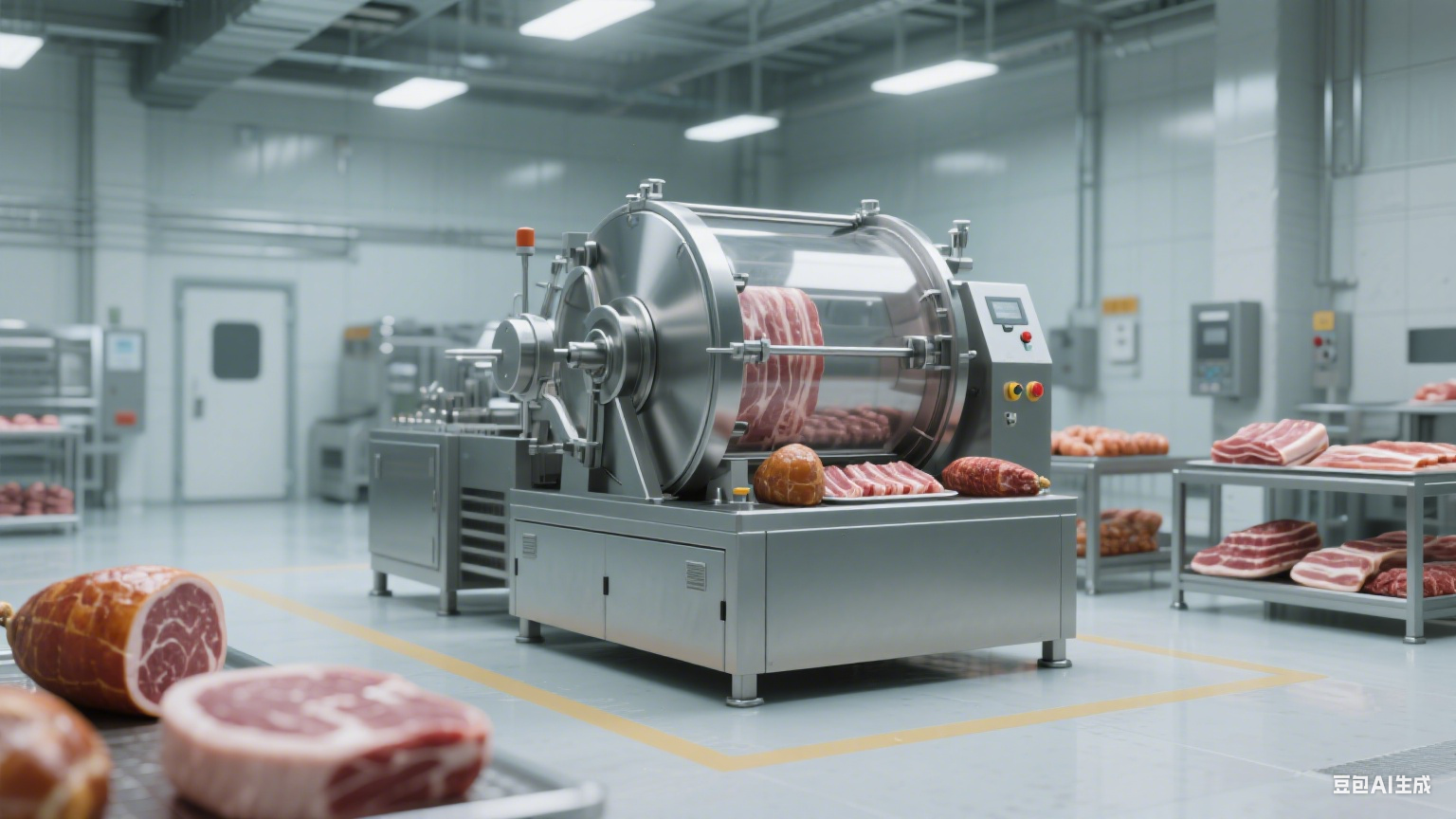 在肉制品加工领域,滚揉机作为提升肉类品质、优化生产流程的关键设备,相比传统手工腌制、简单搅拌等工艺,具备多方面突出优点(2) 在肉制品加工领域,滚揉机作为提升肉类品质、优化生产流程的关键设备,相比传统手工腌制、简单搅拌等工艺,具备多方面突出优点(2)