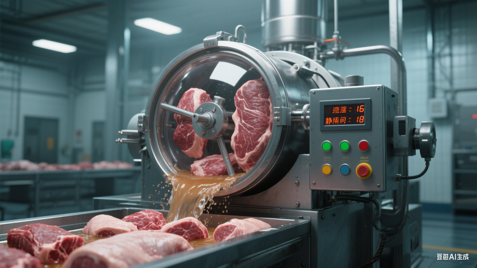 滚揉机的功能，滚揉机的核心基础功能围绕肉品腌制、嫩化与入味展开，通过物理作用改变肉品结构，提升加工后肉品的口感与品质，适配肉类加工的核心需求(1)