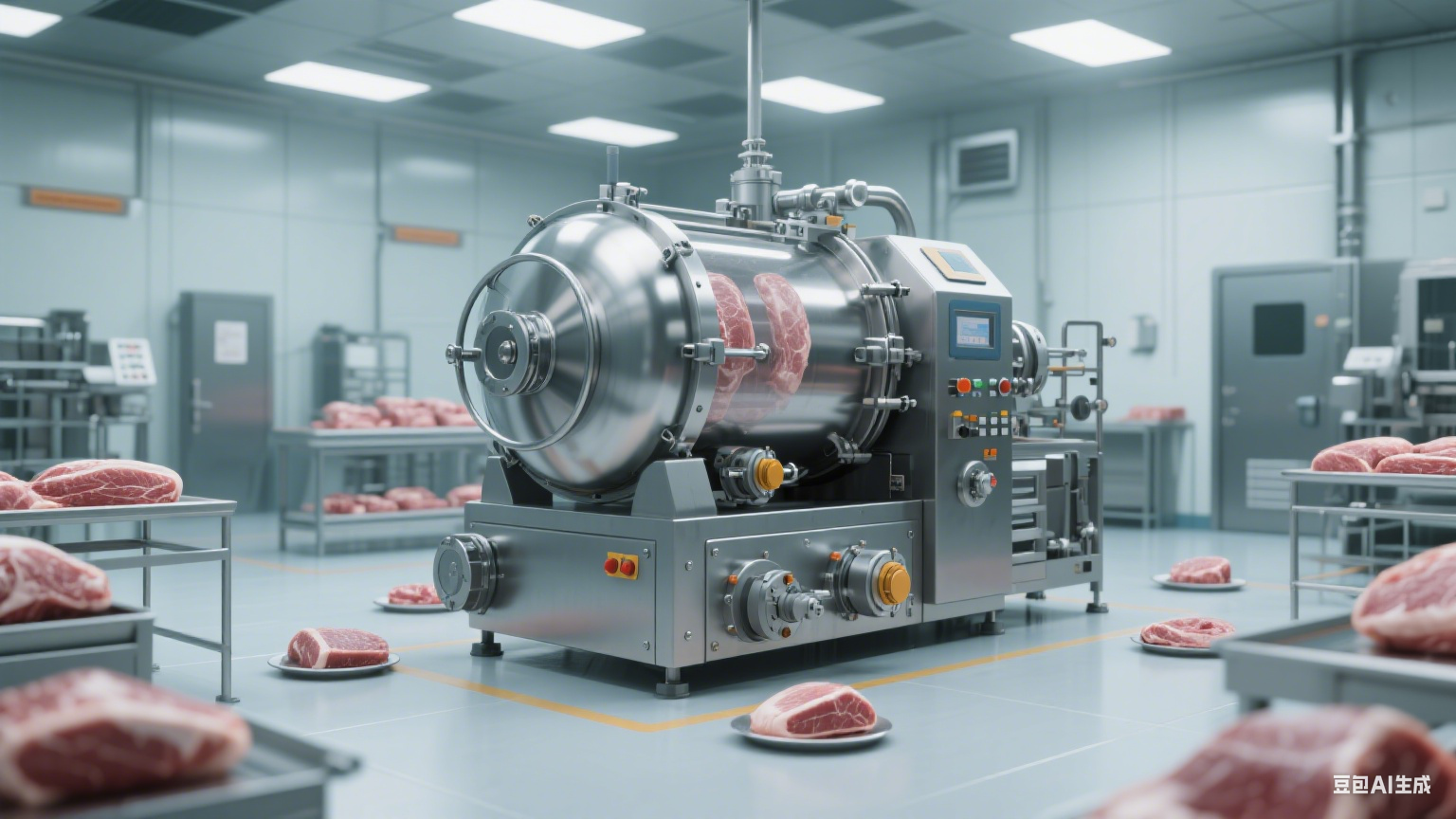 滚揉机的功能，滚揉机的核心基础功能围绕肉品腌制、嫩化与入味展开，通过物理作用改变肉品结构，提升加工后肉品的口感与品质，适配肉类加工的核心需求(2)