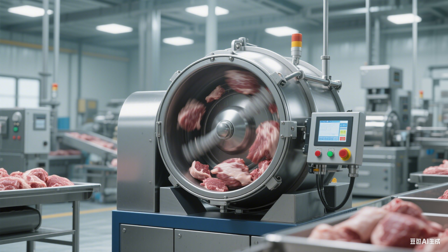 滚揉机的功能，滚揉机的核心基础功能围绕肉品腌制、嫩化与入味展开，通过物理作用改变肉品结构，提升加工后肉品的口感与品质，适配肉类加工的核心需求(7)