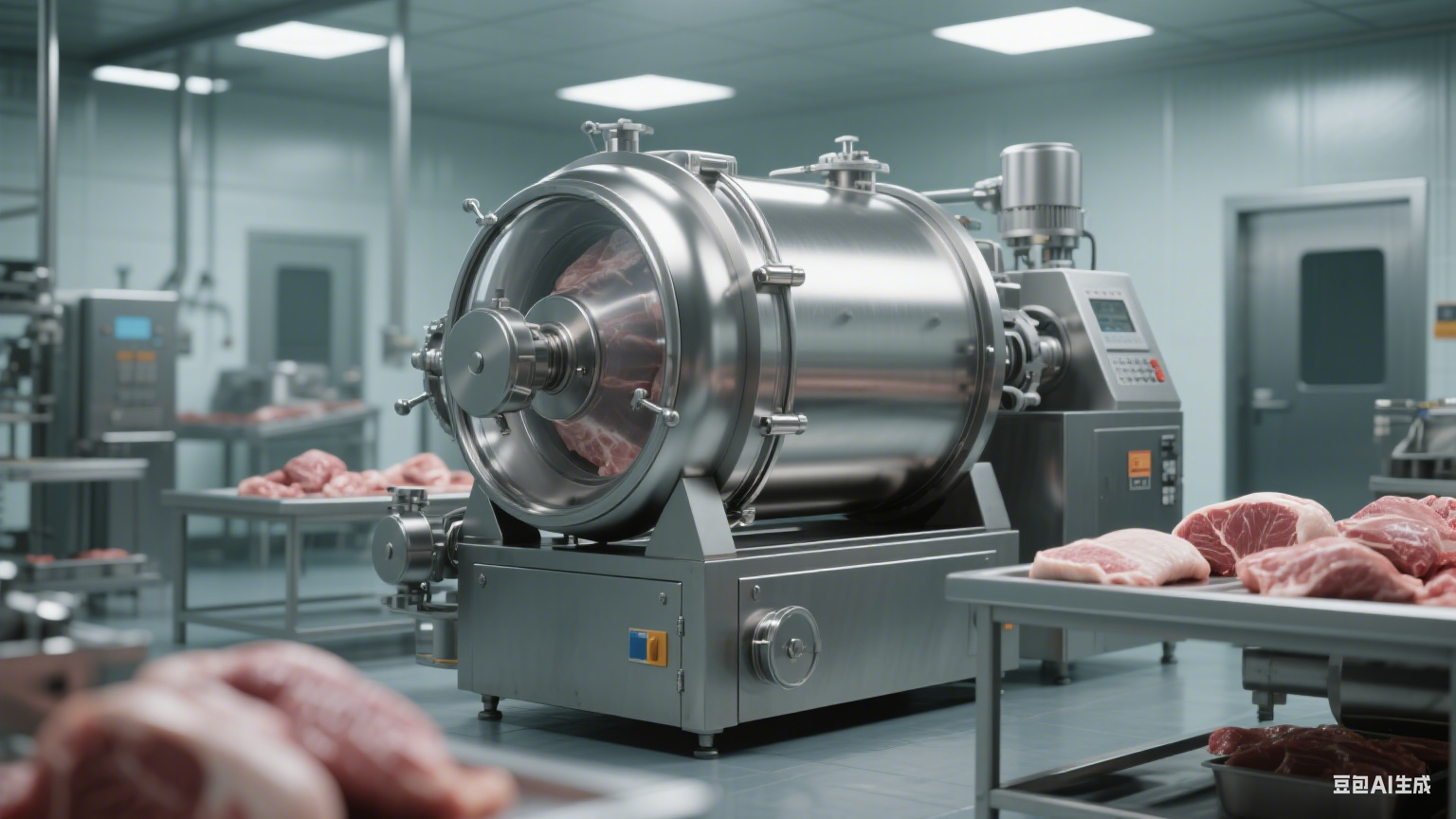 食品厂肉类加工新突破：滚揉机有效滚揉入味佳(4)