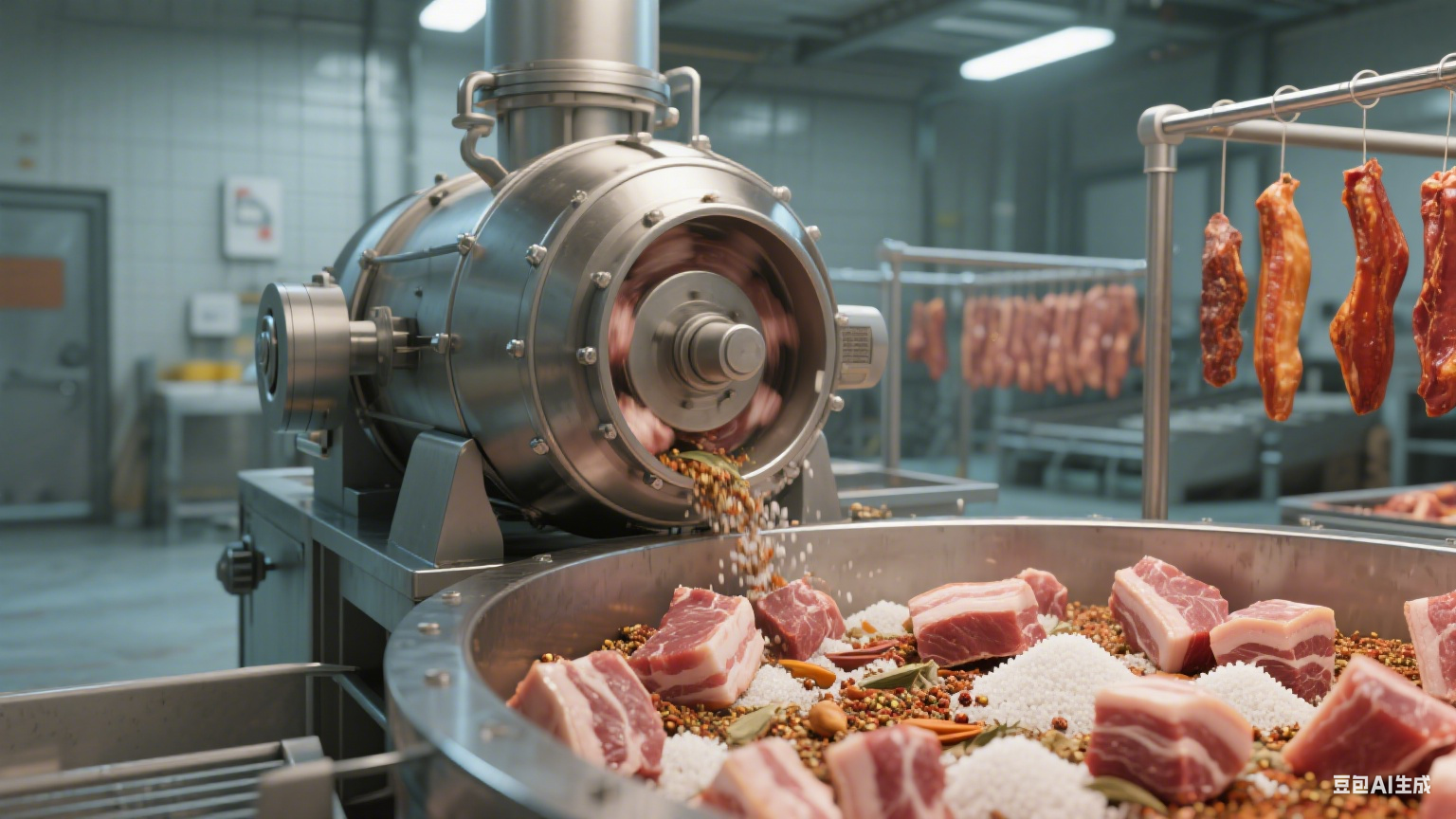 食品厂肉类加工新突破：滚揉机有效滚揉入味佳(5)
