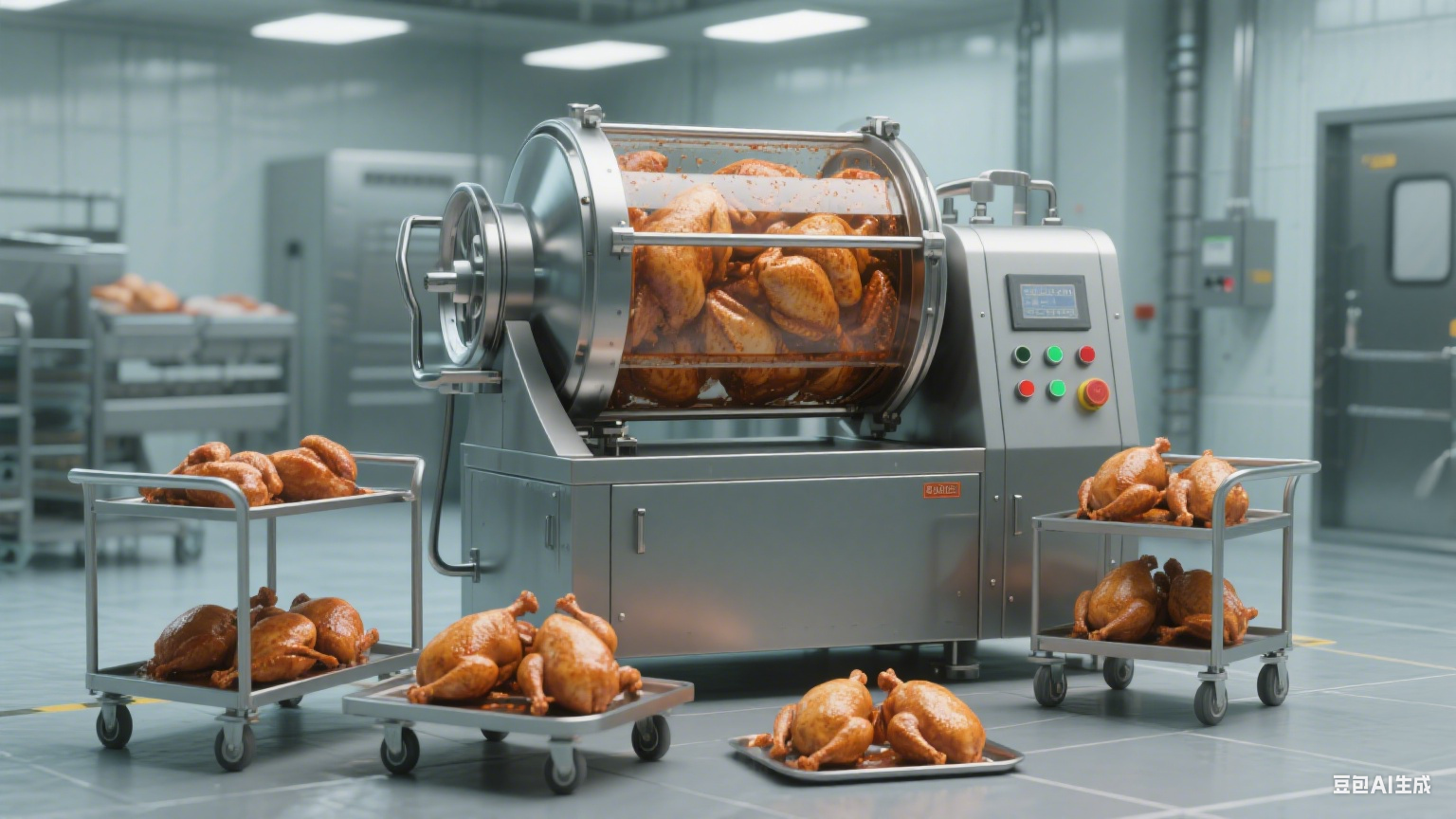 奥尔良烤鸡滚揉机：咋让食材腌入味？滚筒是真空的吗？(1)