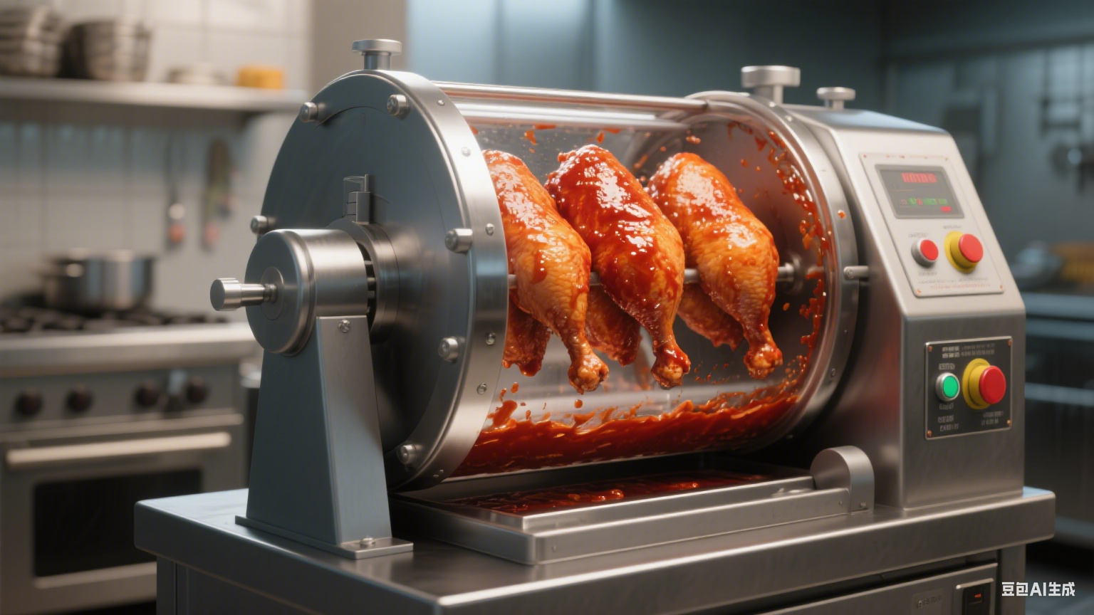 奥尔良烤鸡滚揉机：咋让食材腌入味？滚筒是真空的吗？(6)