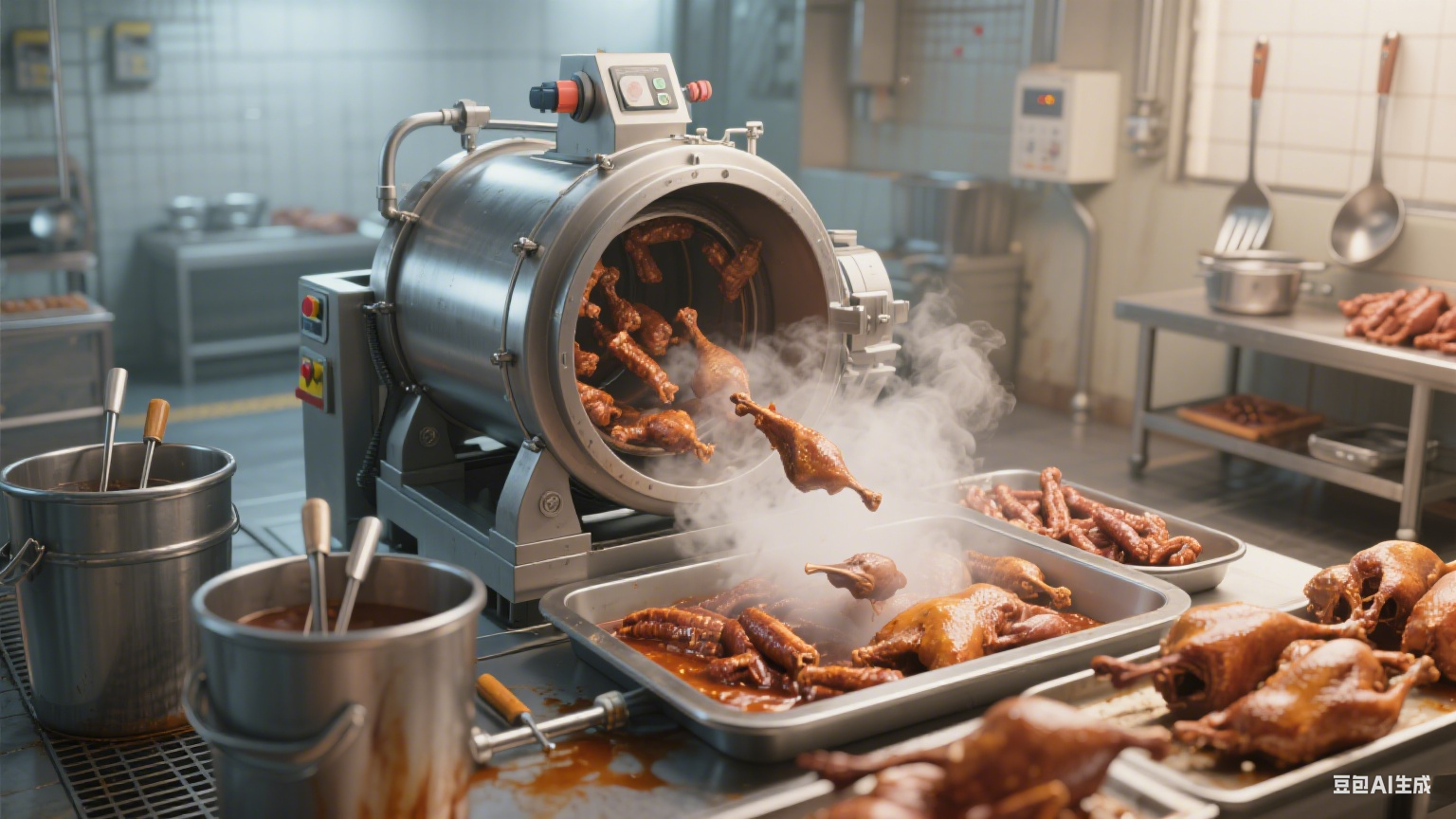 鸭脖滚揉机：构筑卤味肉质优化的风味赋能体系 —— 解析骨类处理的功能边界(1)