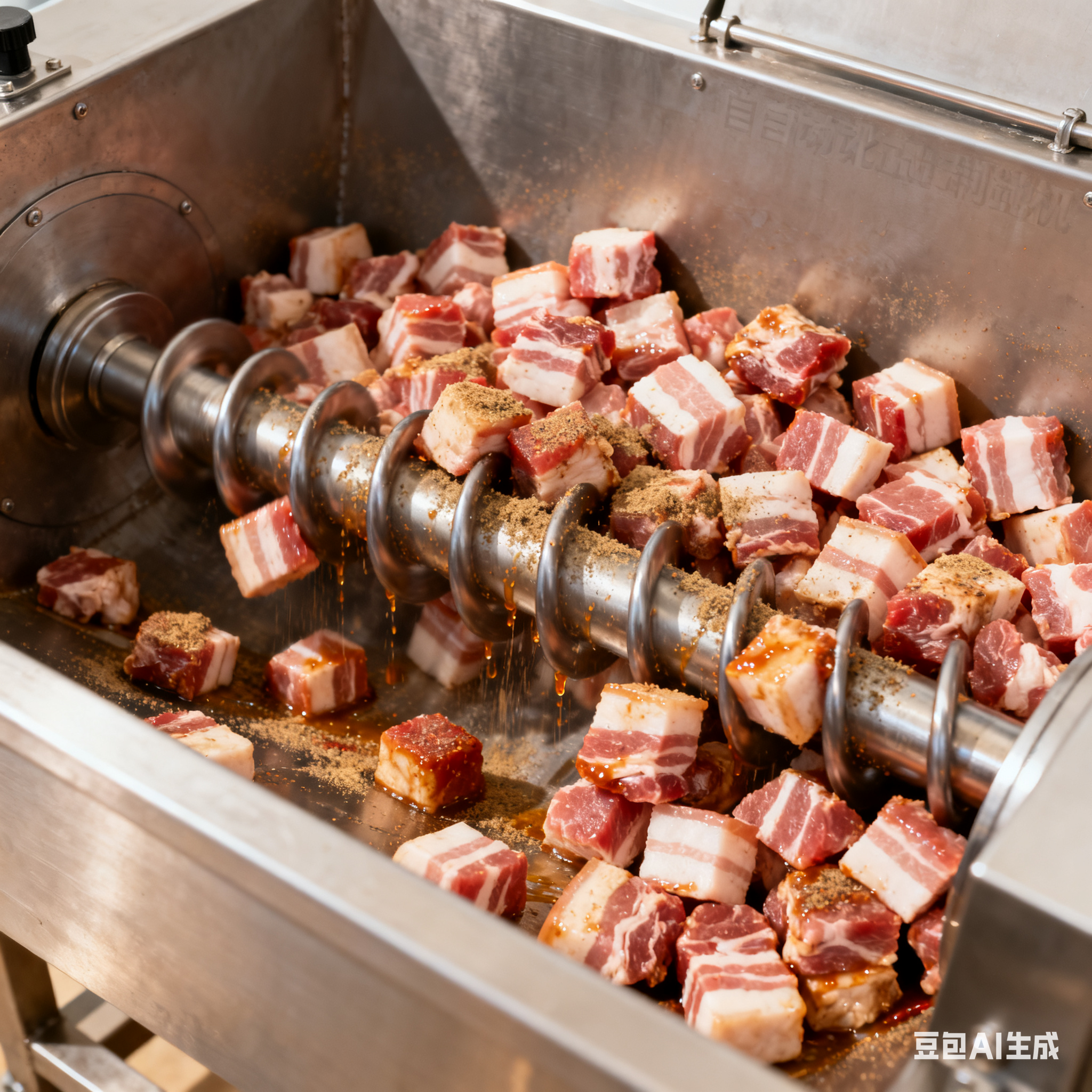 自动化五花肉腌制机，适配多大肉颗粒？(2)