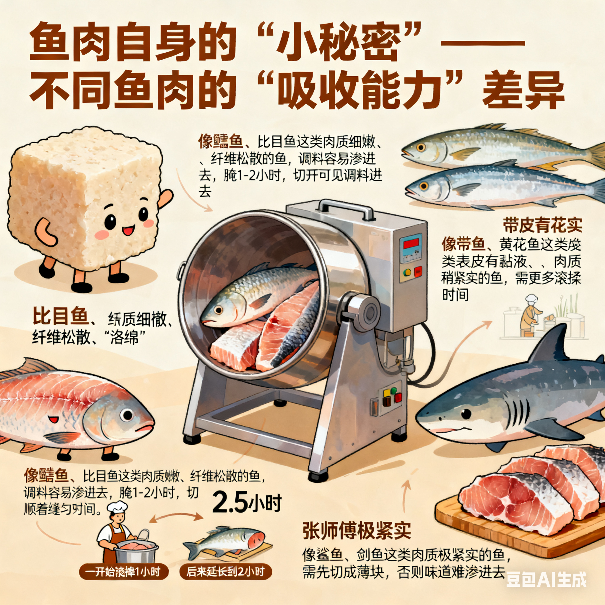 鱼类滚揉机，能把味道腌进鱼肉里吗？(2)