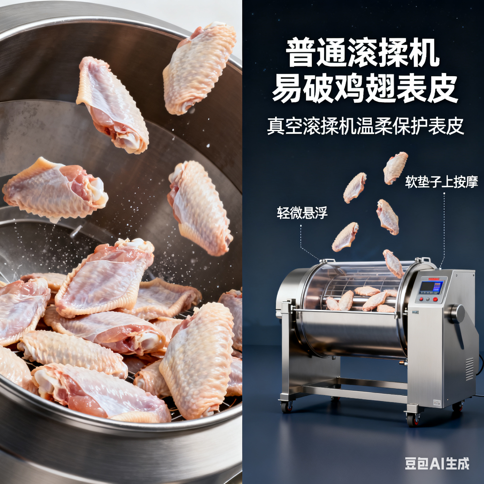 鸡翅鸡腿真空滚揉机，比一般滚揉机好在哪？(3)