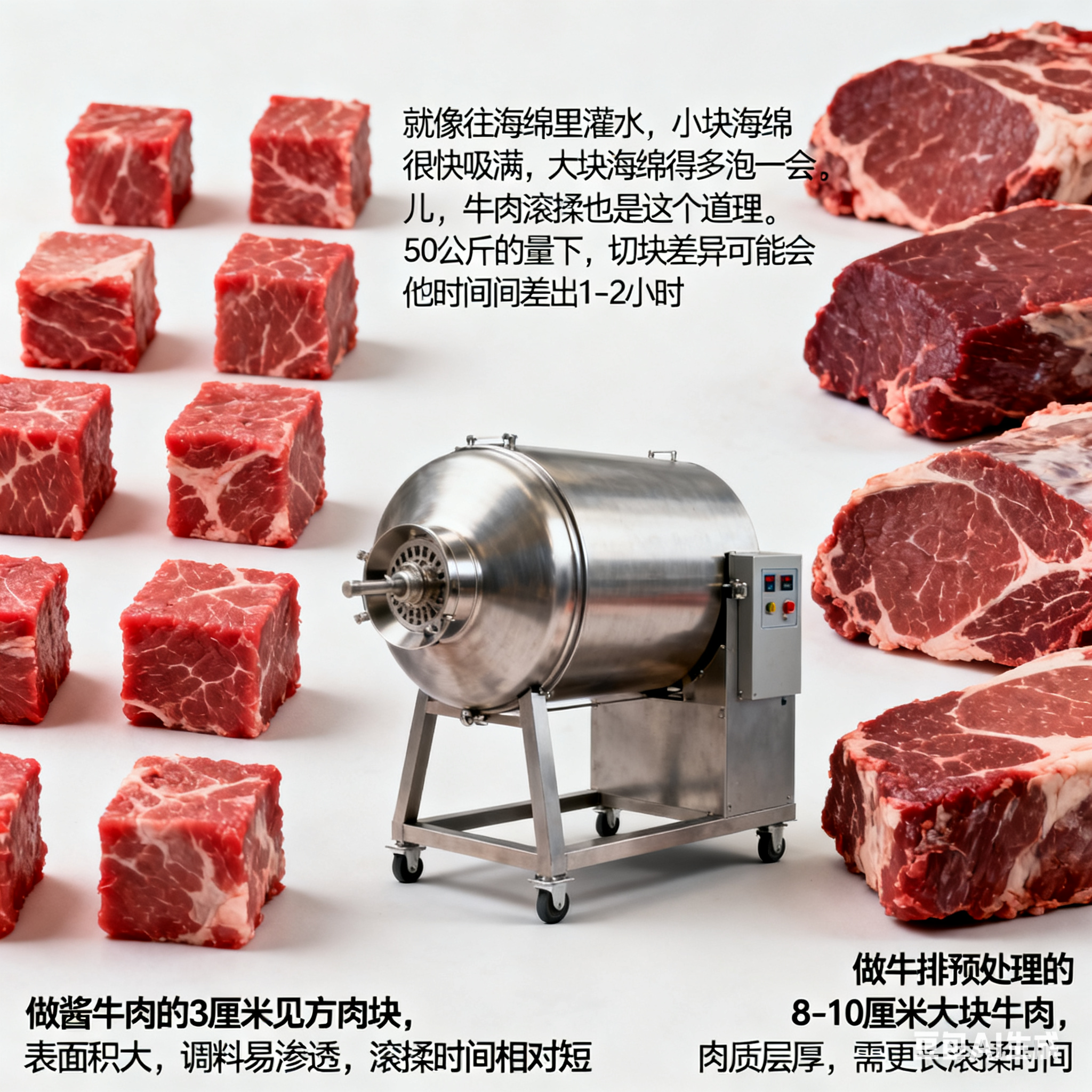 滚揉机腌 50 公斤牛肉，要多久才够？(2)