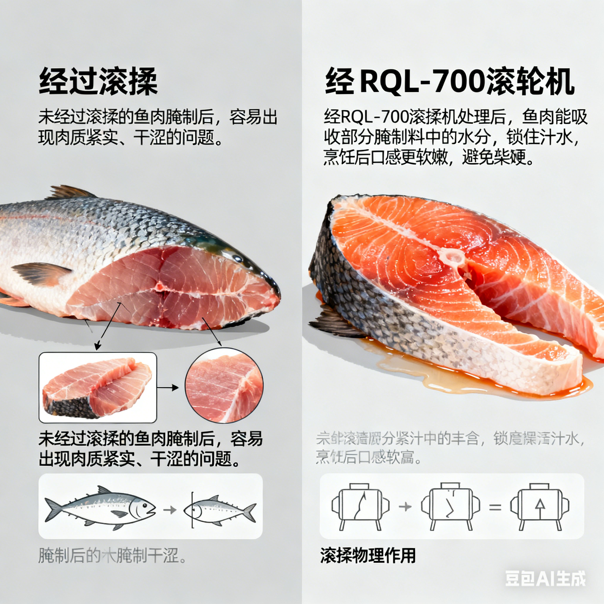 RQL-700 滚揉机滚揉效果如何？鱼肉腌制味道佳吗？(4)